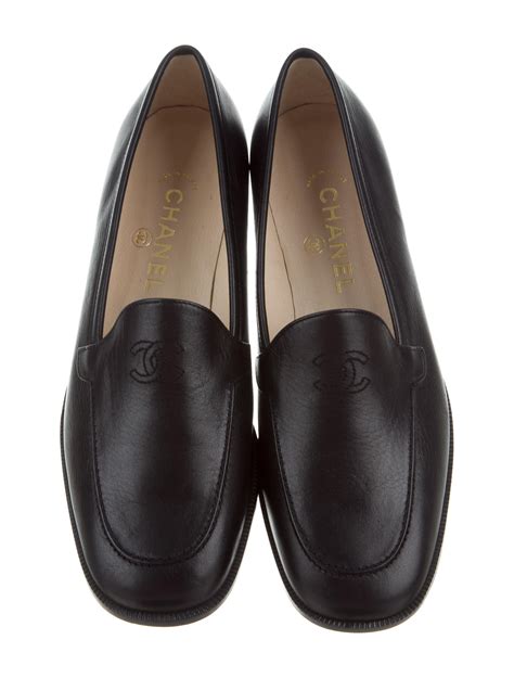 chanel leather loafers round toe black mules price at barneys|real real chanel loafers.